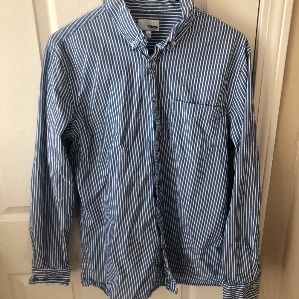 Striped Blue and White Men’s Sonoma Button Down